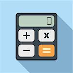 Calculator icon, flat design with long shadow, vector eps10 illustration