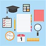 Set of different education objects, flat design, vectro eps10 illustration