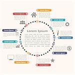 Circle infographics with icons and text, round diagram template, vector eps10 illustration