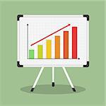 Whiteboard with growing bar graph, vector eps10 illustration