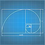 Golden proportion on blueprint, vector eps10 illustration