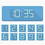 Clock and set of digital numbers, flat design, vector eps10 illustration
