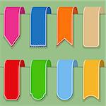 Colored ribbons (or bookmarks), flat design, vector eps10 illustration