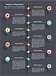 Timeline infographics design template, nine elements, place for your icons and text, vector eps10 illustration