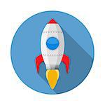 Rocket icon, flat design, vector eps10 illustration