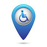 Disabled icon on map pointer. Vector illustration