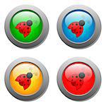 Ladybug icon glass button set in vector