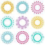 Set of beautiful colorful napkin lace design elements