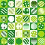 Green geometrical background with squared and patterned circles