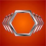Abstract metal hexagon and arrows shape. Vector background