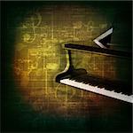 abstract green grunge music background with grand piano