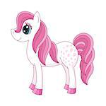 Vector illustration of cute horse, romantic pony with a magnificent mane and tail