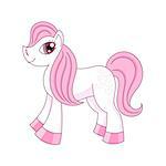 Vector illustration of cute sly horse, romantic pony with a magnificent mane and tail