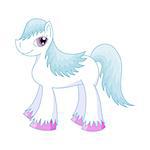 Vector illustration of cute horse, romantic pony with a blue magnificent mane and tail