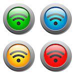 Wifi icon on bright buttons set. Vector illustration