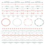 Collection of Colorful Seamless Hand Drawn Doodle Vintage Borders and Frames. Vector Illustration