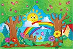 Spring theme with rainbow - eps10 vector illustration.