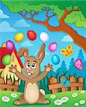 Young bunny with Easter eggs theme 4 - eps10 vector illustration.