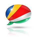 three dimensional Seychelles flag in a speech bubble isolated on white with clipping path