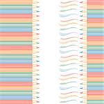 Template with row of color pencils isolated on white background.