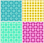 Four seamless patterns in retro colors, circles