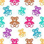 Seamless pattern with little cute teddy bears