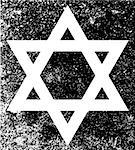 Star of the Flag of Israel in black and white half tone with grunge effect
