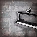 abstract grunge gray music background with grand piano