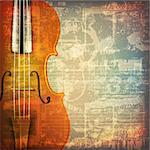 abstract grunge cracked music symbols vintage background with violin