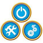 Blue repairs icons set on a white background