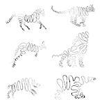 set of animals made from ribbon Vector illustration