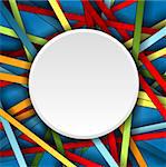 Colorful stripes background with blank circle. Vector design