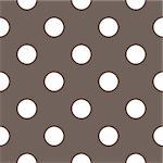 Seamless vector pattern with big white polka dots on dark brown background. For cards, invitations, wedding or baby shower albums, backgrounds, arts and scrapbooks.