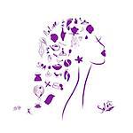 Female head, spa concept for your design. Vector illustration