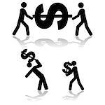 Concept illustration showing people carrying a dollar sign around