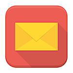 Flat style vector squared app icon. Envelope app icon with long shadow