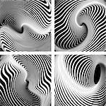 Whirlpool movement. Op art backdrops set. Vector art.