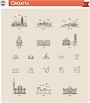 Set of the Croatia  traveling related icons