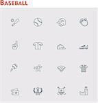 Set of the baseball related icons