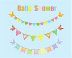 vector baby shower bunting with birds