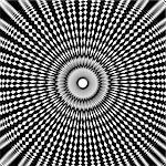 Design monochrome circle movement illusion background. Abstract strip geometric backdrop. Spider web texture. Vector-art illustration. No gradient