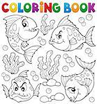 Coloring book piranha fishes theme 1 - eps10 vector illustration.