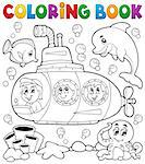 Coloring book submarine theme 1 - eps10 vector illustration.