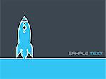 Simplistic startup business background design with blue rocket symbol