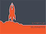 Simplistic startup business background design with rocket symbol