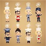 Chefs with Icons Set. In the EPS file, each element is grouped separately. Clipping paths included in additional jpg format.