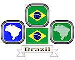 map button and flag of Brazil symbol on a white background