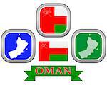 map button flag and symbol of Oman on a white background