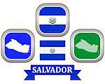 map button and flag of map Salvador symbol on a white background