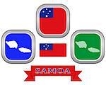 map button flag and symbol of Samoa on a white background